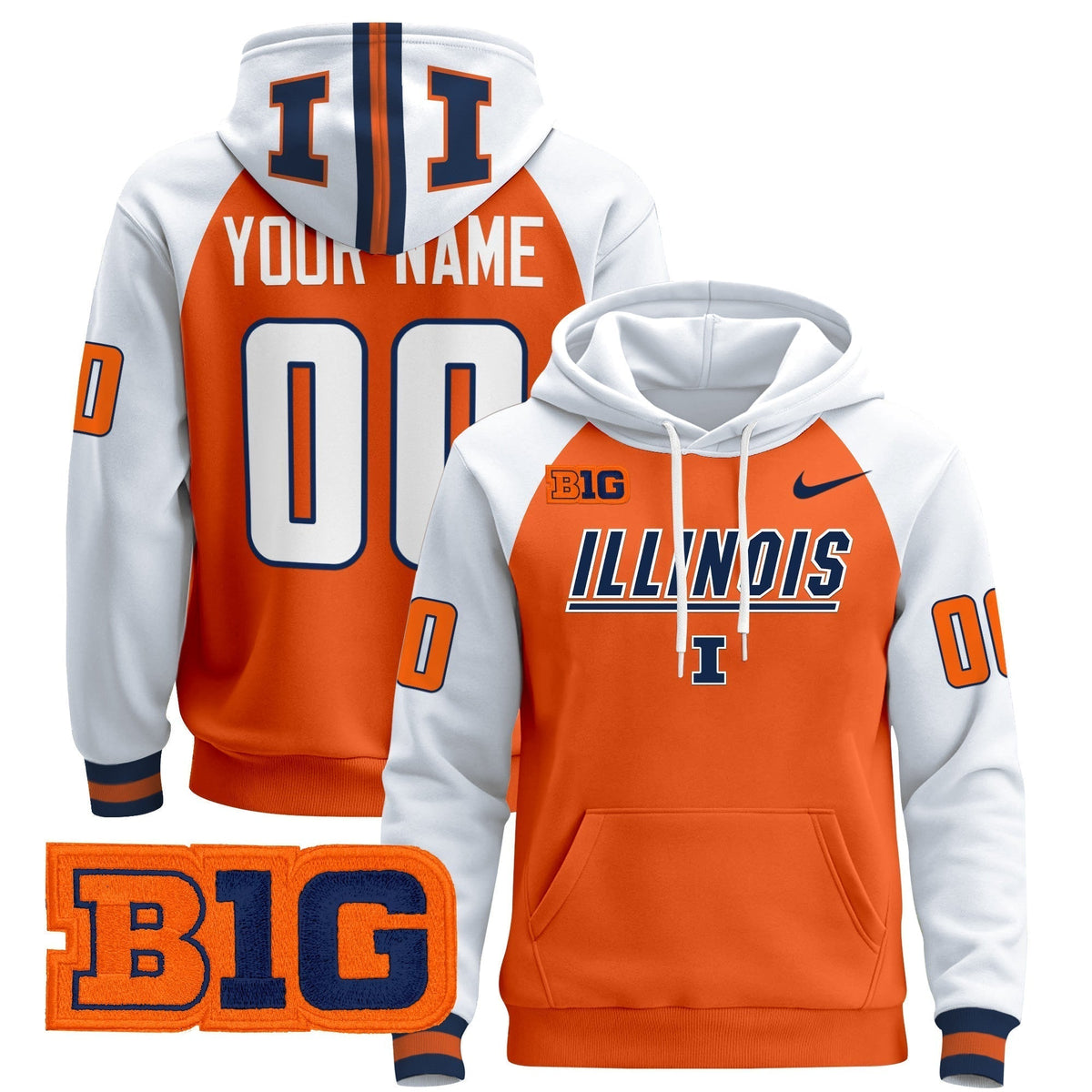 Illinois Fighting Illini 2024 Custom Pullover Hoodie V3