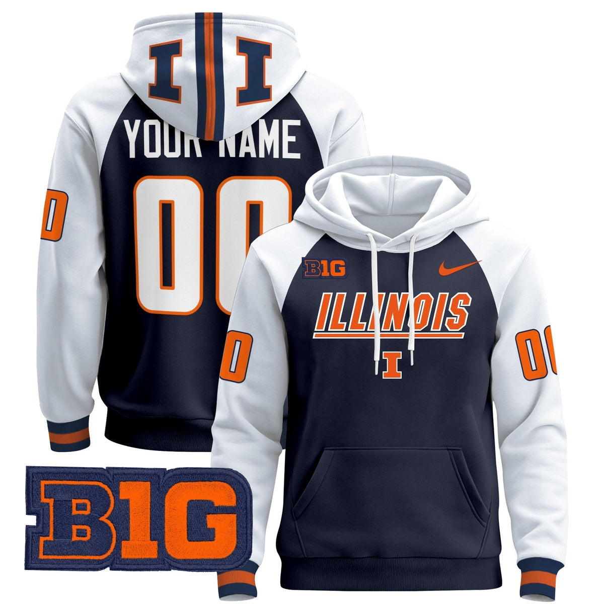 Illinois Fighting Illini 2024 Custom Pullover Hoodie V3