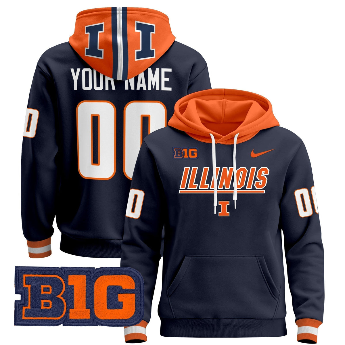 Illinois Fighting Illini 2024 Custom Pullover Hoodie V3