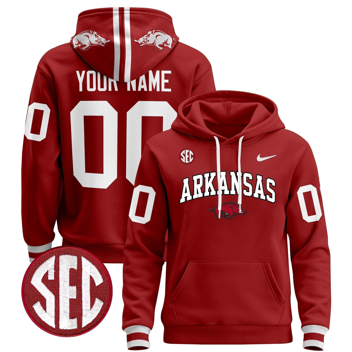 Arkansas Razorbacks 2024 Custom Pullover Hoodie V2
