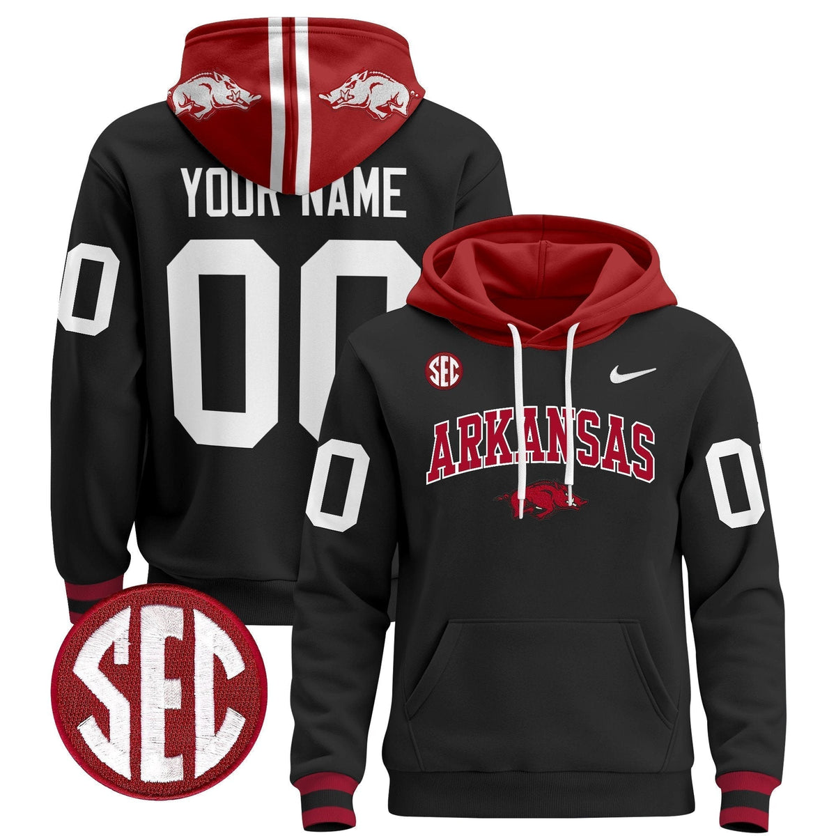 Arkansas Razorbacks 2024 Custom Pullover Hoodie V2