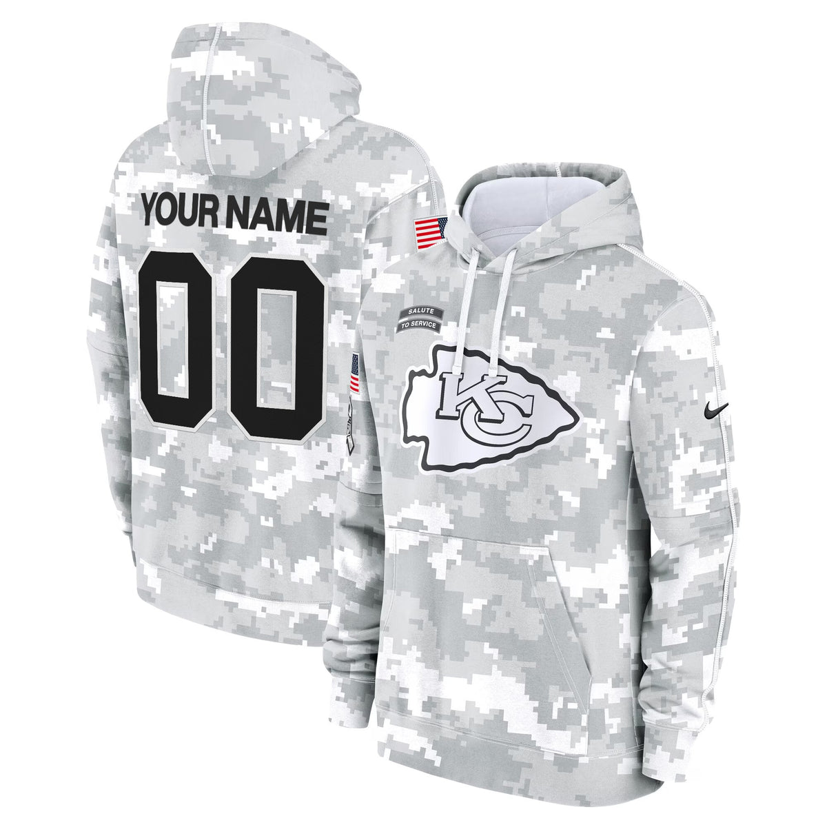 Kansas City Chiefs 2024 Salute to Service Custom Fleece Pullover Hoodie