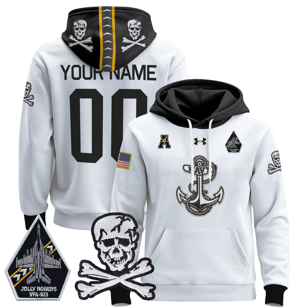 Navy Midshipmen 2025 Custom Pullover Hoodie - Stitched