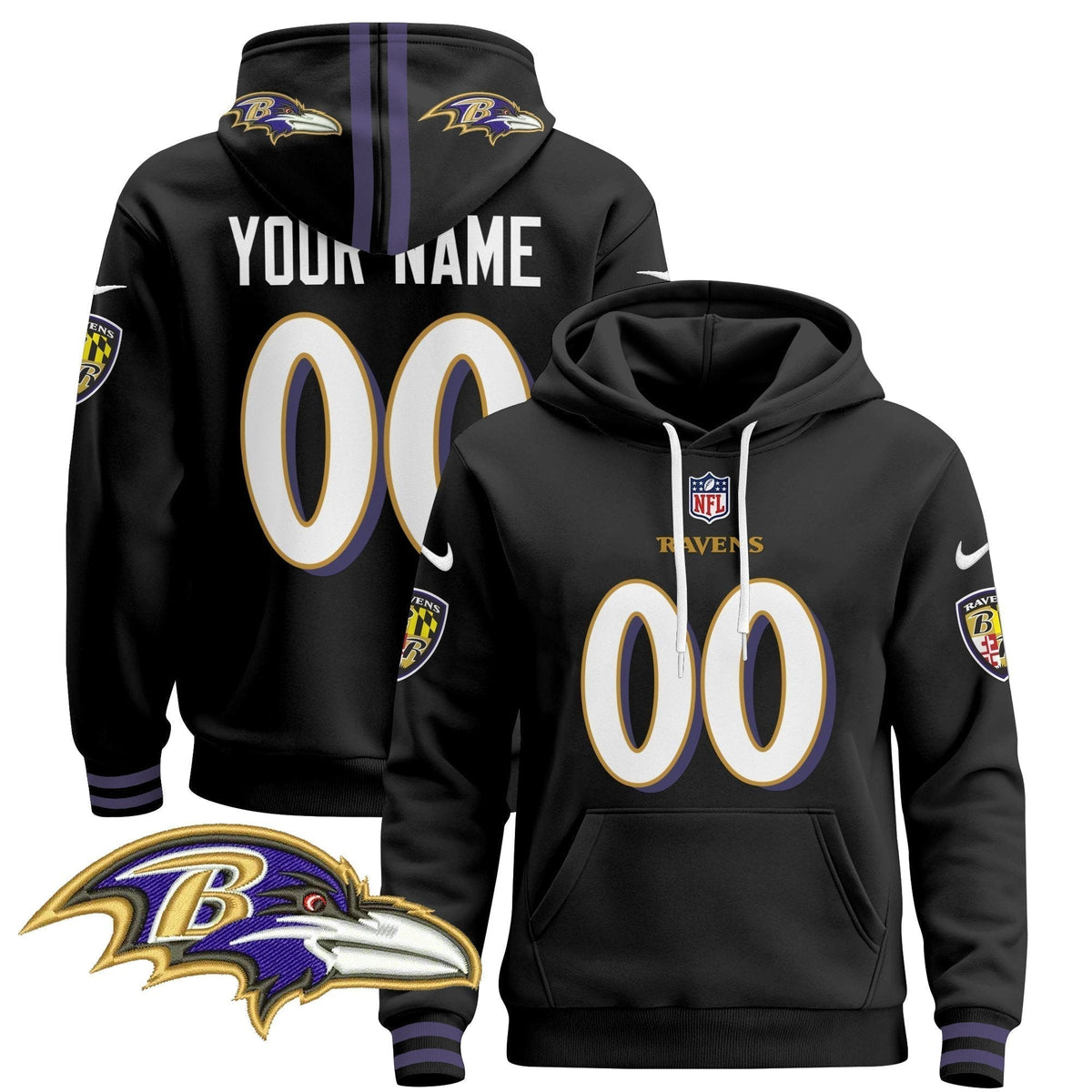 Baltimore Ravens 2024 Custom Pullover Hoodie V4