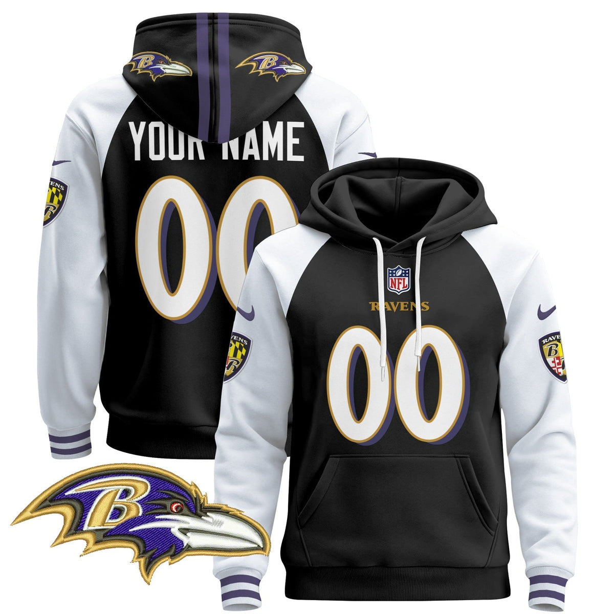 Baltimore Ravens 2024 Custom Pullover Hoodie V4