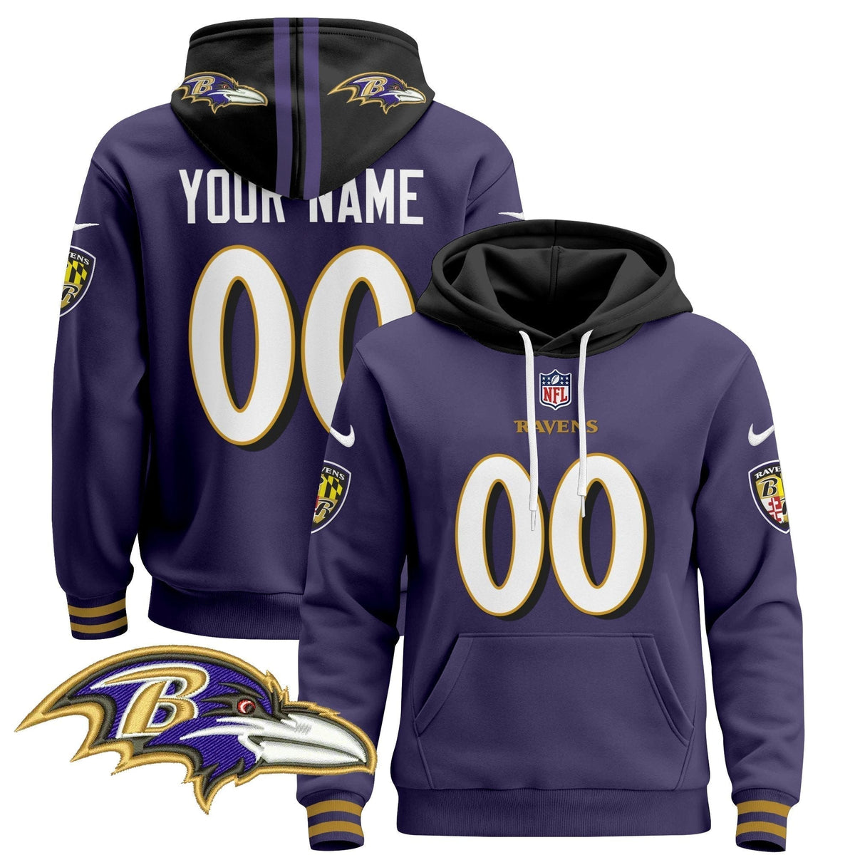 Baltimore Ravens 2024 Custom Pullover Hoodie V4