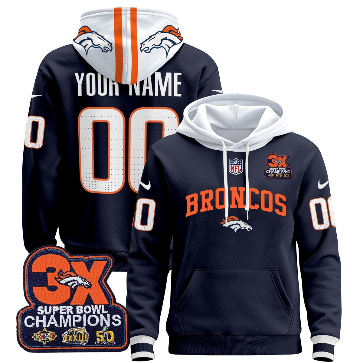Denver Broncos 2025 Custom Pullover Hoodie V2