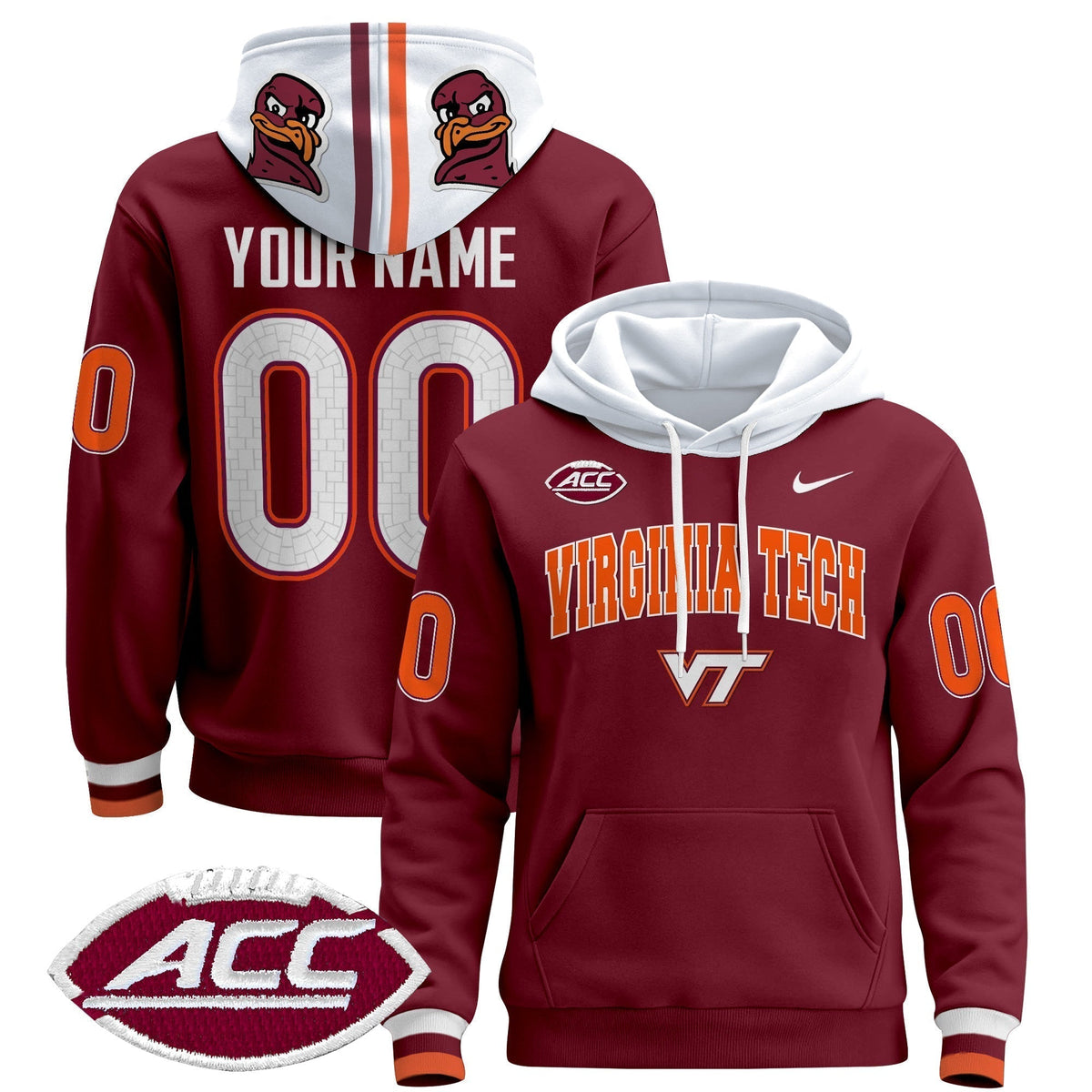 Virginia Tech Hokies 2024 Custom Pullover Hoodie V3