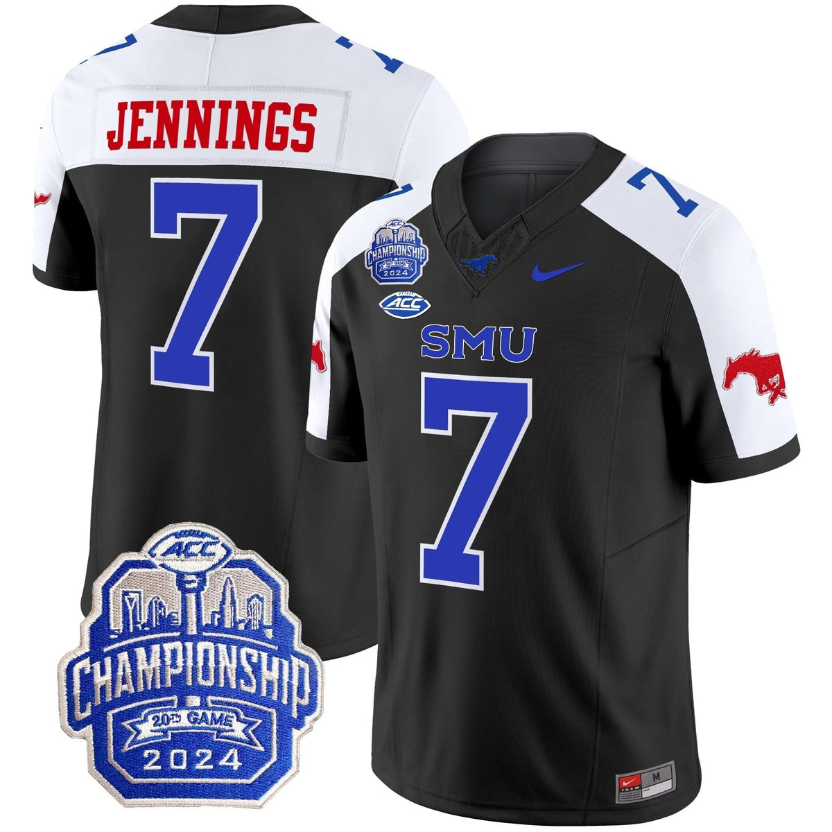 SMU Mustangs 2024 ACC Championship Patch Vapor Limited Jersey - All Stitched