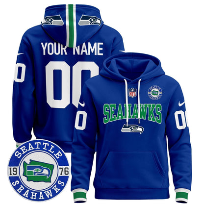 Seahawks Throwback Est. 1976 Patch Custom Pullover Hoodie V2