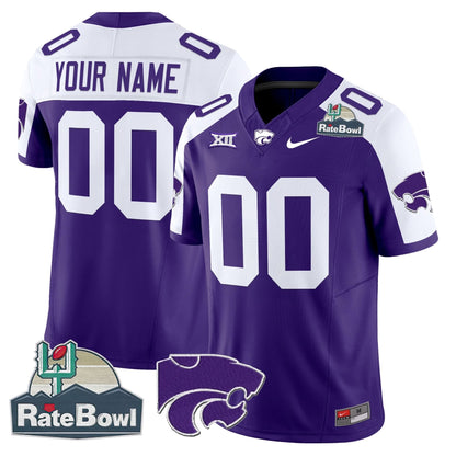 Kansas State Wildcats 2025 Rate Bowl Patch Vapor Limited Custom Jersey
