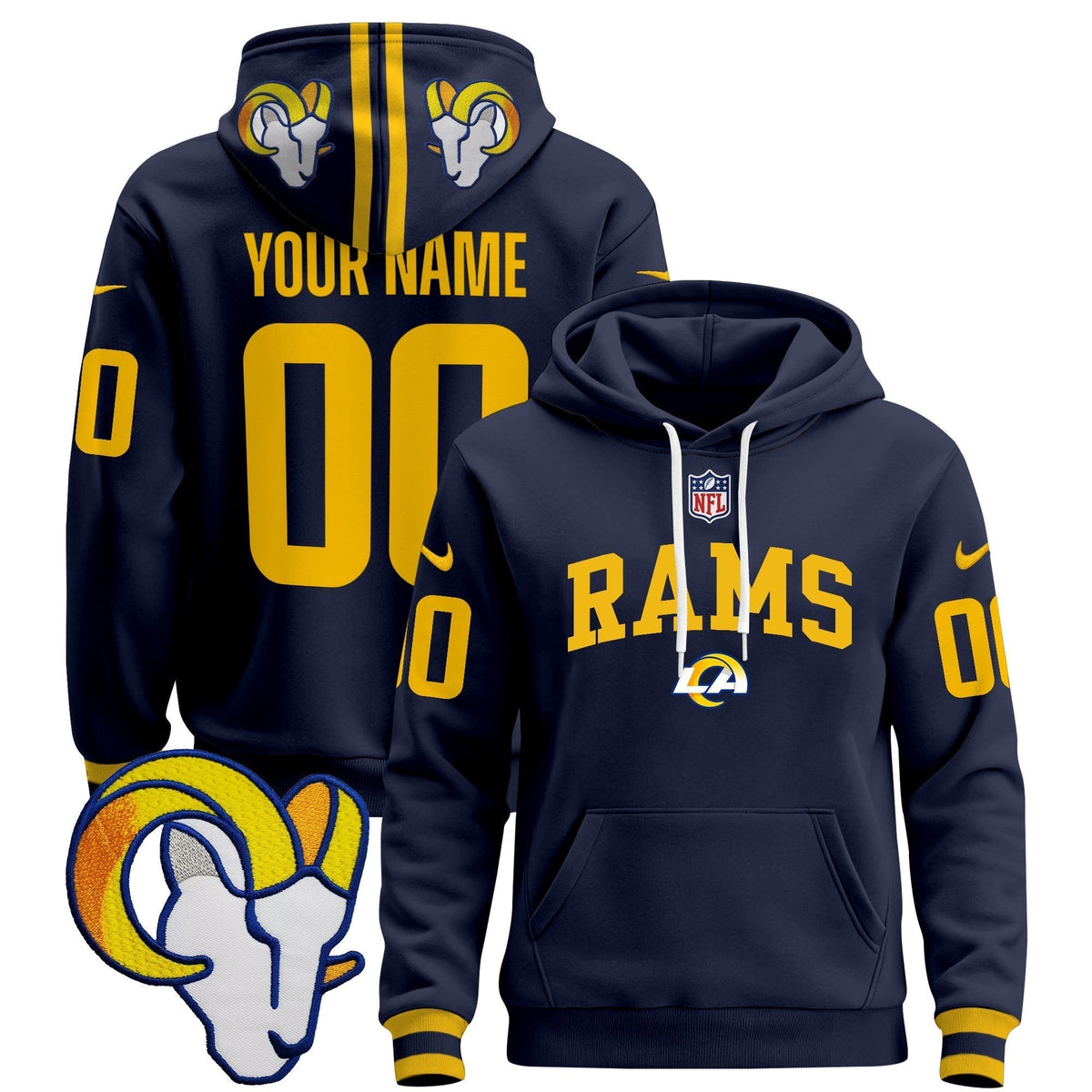 Los Angeles Rams 2024 Custom Pullover Hoodie V2