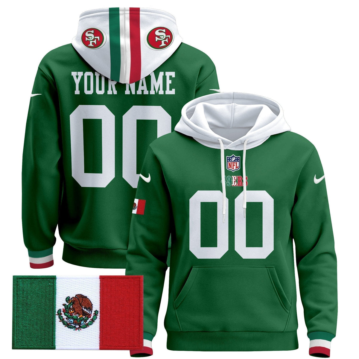 49ers Mexico 2024 Custom Pullover Hoodie