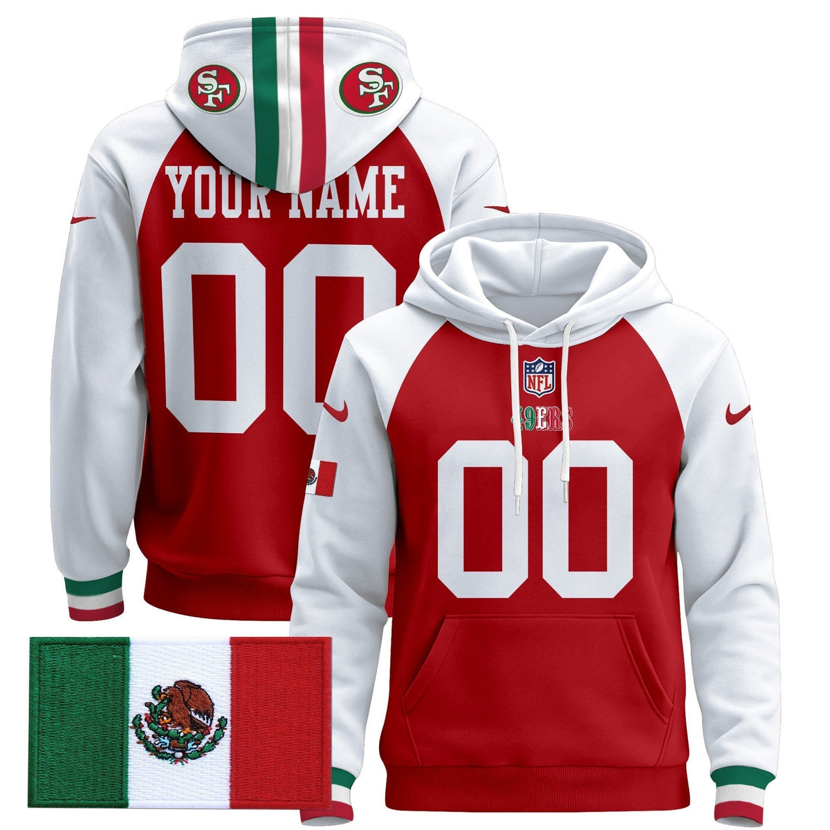 49ers Mexico 2024 Custom Pullover Hoodie