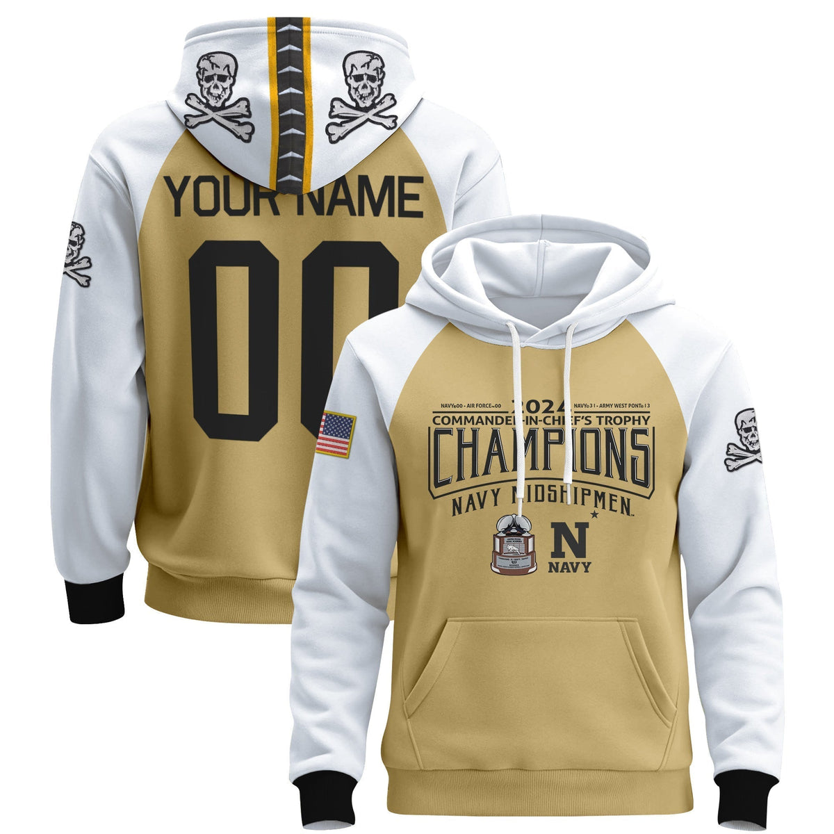 Navy Midshipmen 2024 Commander-In-Chief's Trophy Champions Patch Custom Pullover Hoodie - All Printed