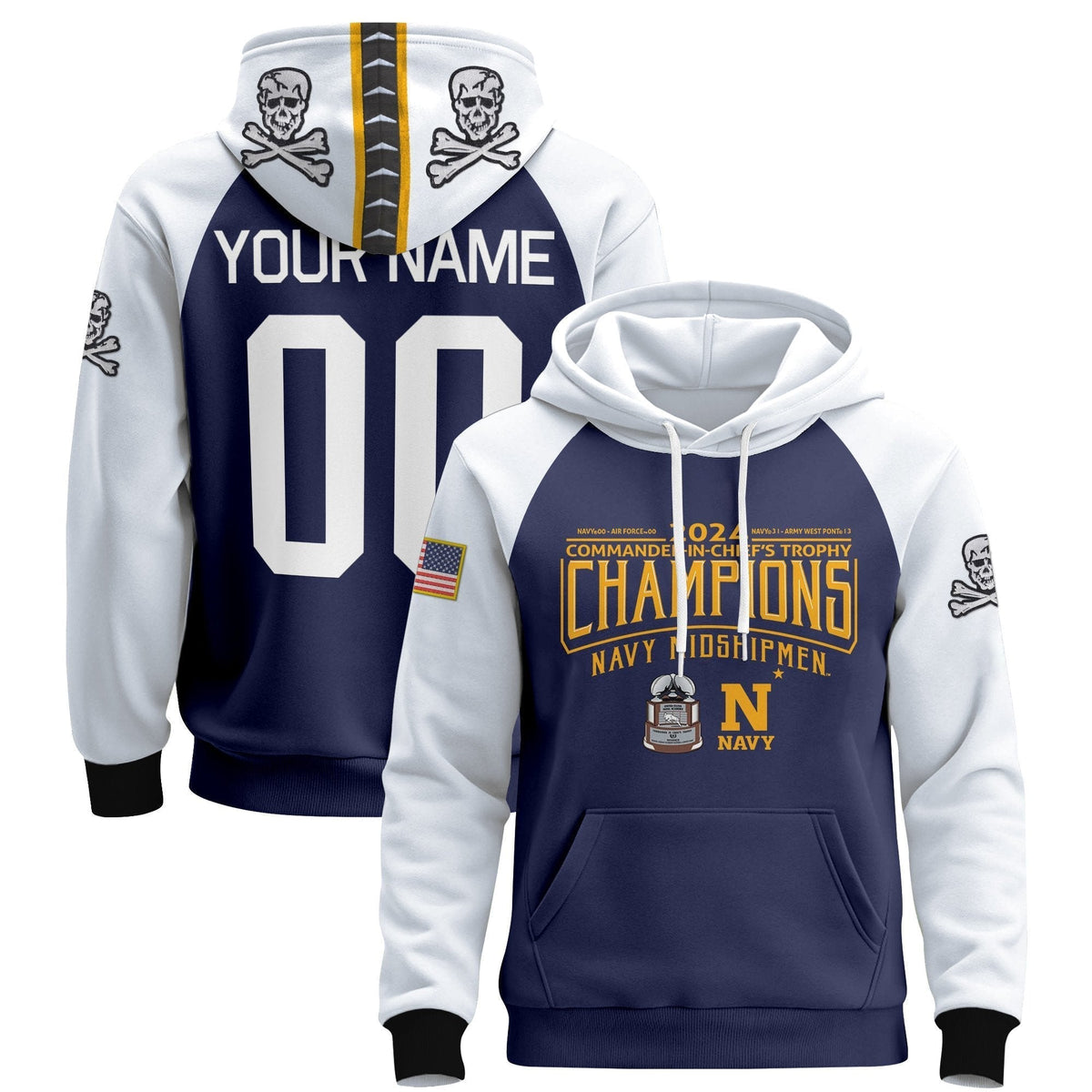 Navy Midshipmen 2024 Commander-In-Chief's Trophy Champions Patch Custom Pullover Hoodie - All Printed