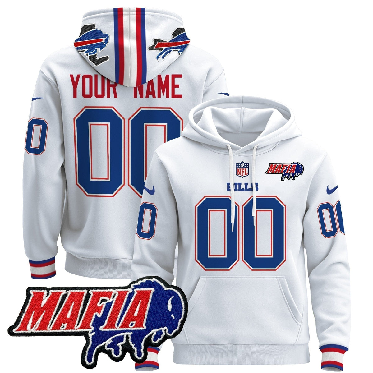 Buffalo Bills 2025 Bills Mafia Patch Custom Pullover Hoodie