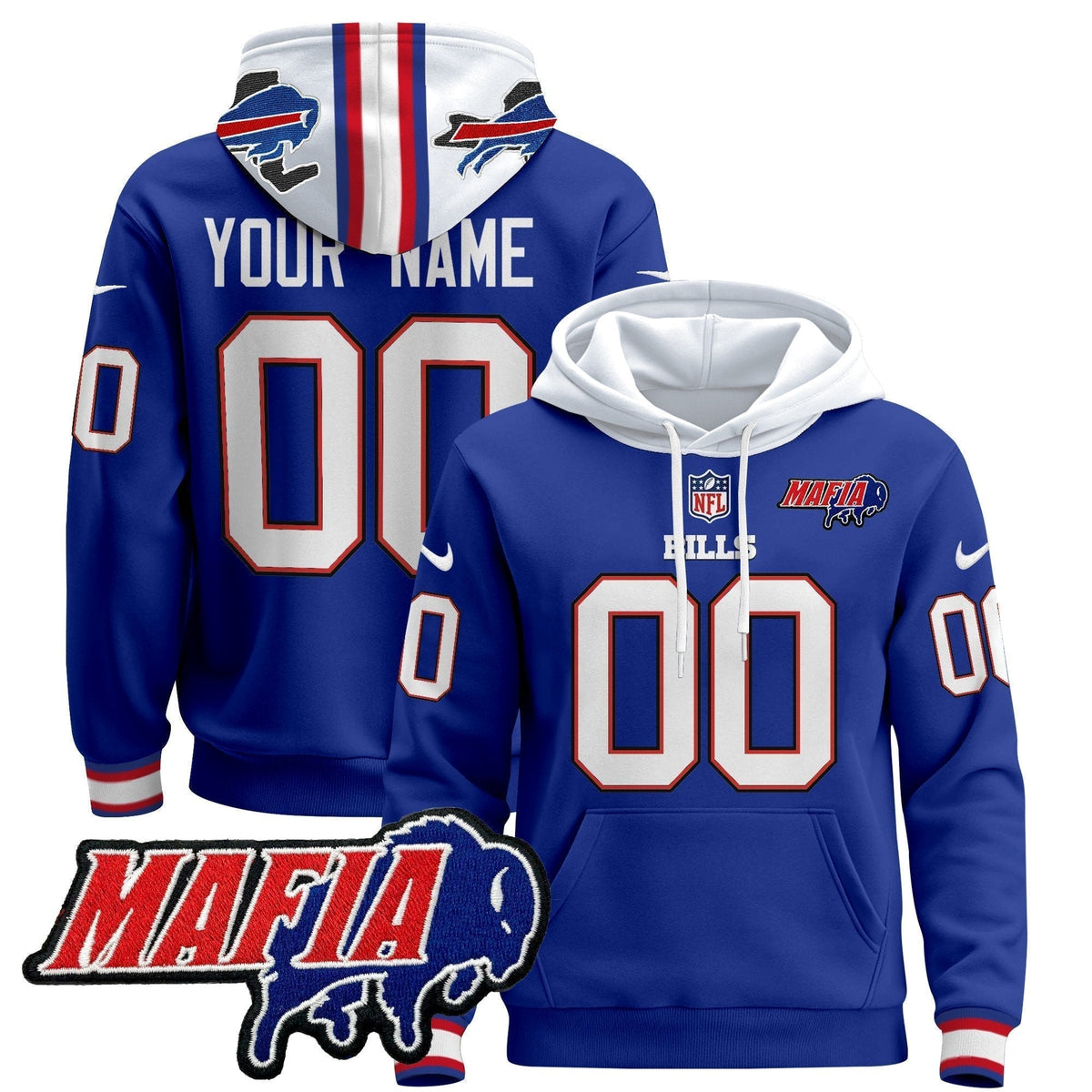 Buffalo Bills 2025 Bills Mafia Patch Custom Pullover Hoodie