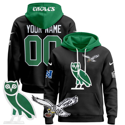 Philadelphia Eagles OVO 2024 Custom Pullover Hoodie