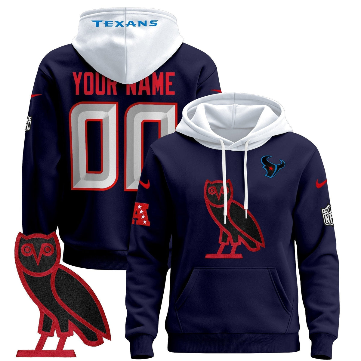 Houston Texans OVO 2024 Custom Pullover Hoodie