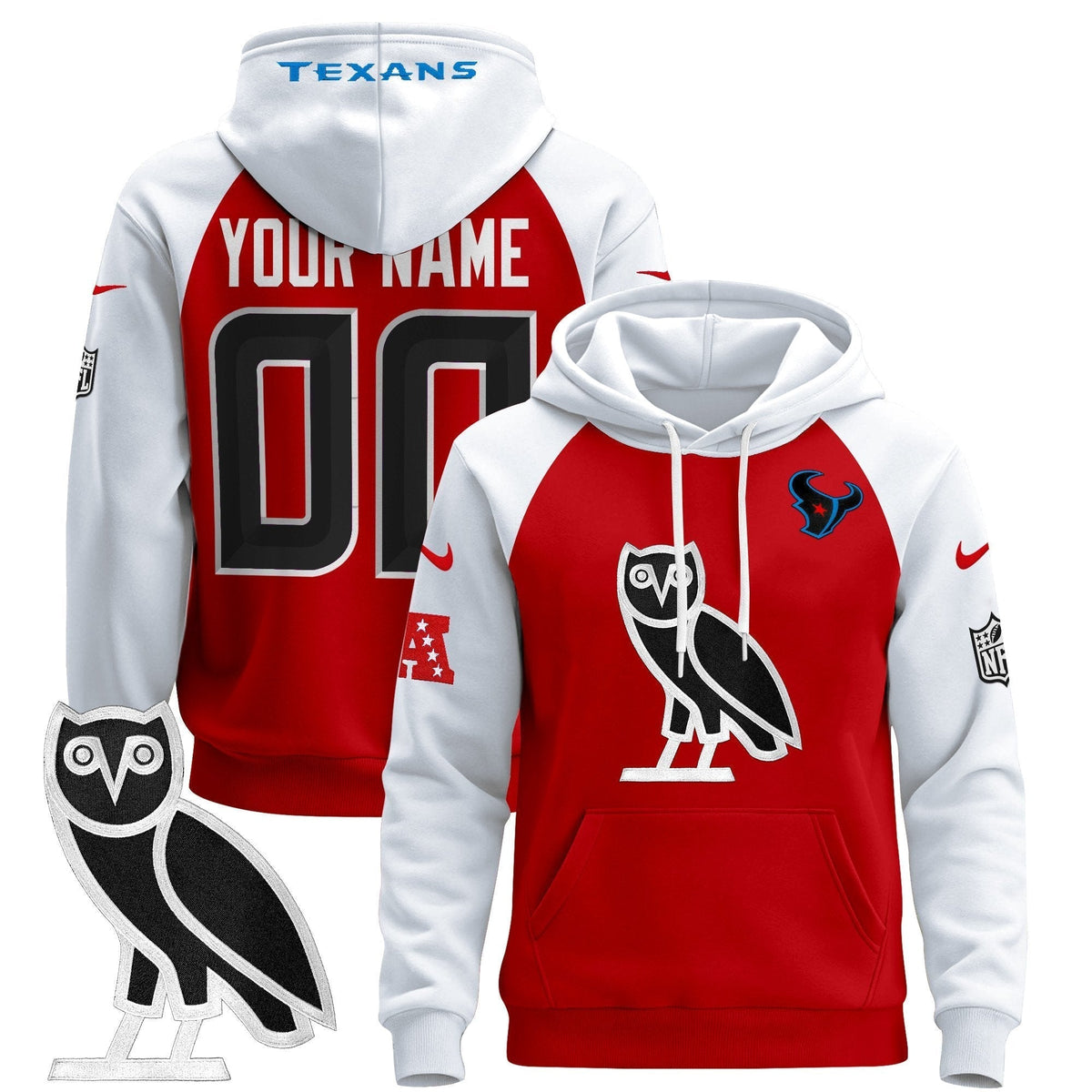 Houston Texans OVO 2024 Custom Pullover Hoodie