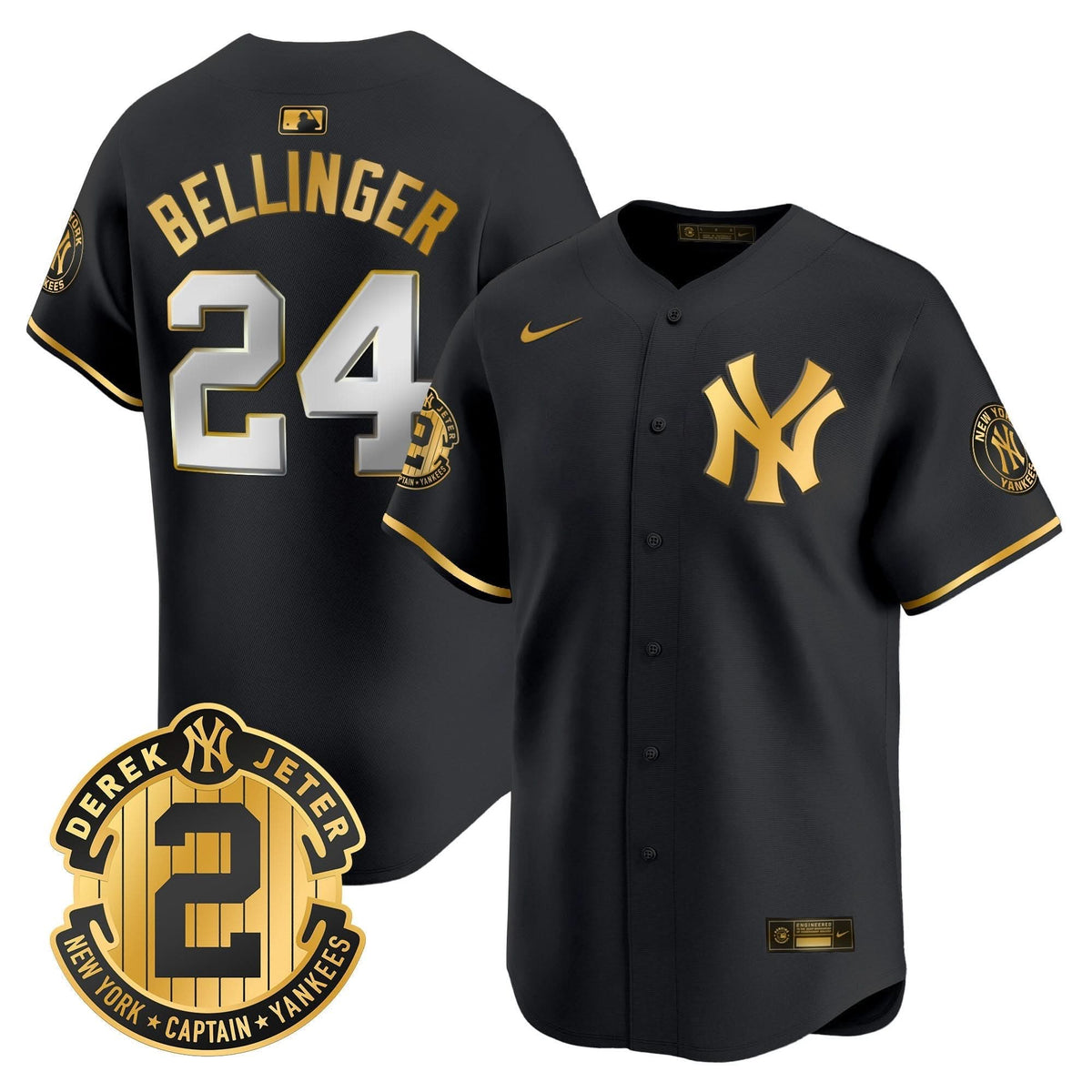 Men's Yankees Derek Jeter Patch Vapor Premier Limited Jersey - All Stitched