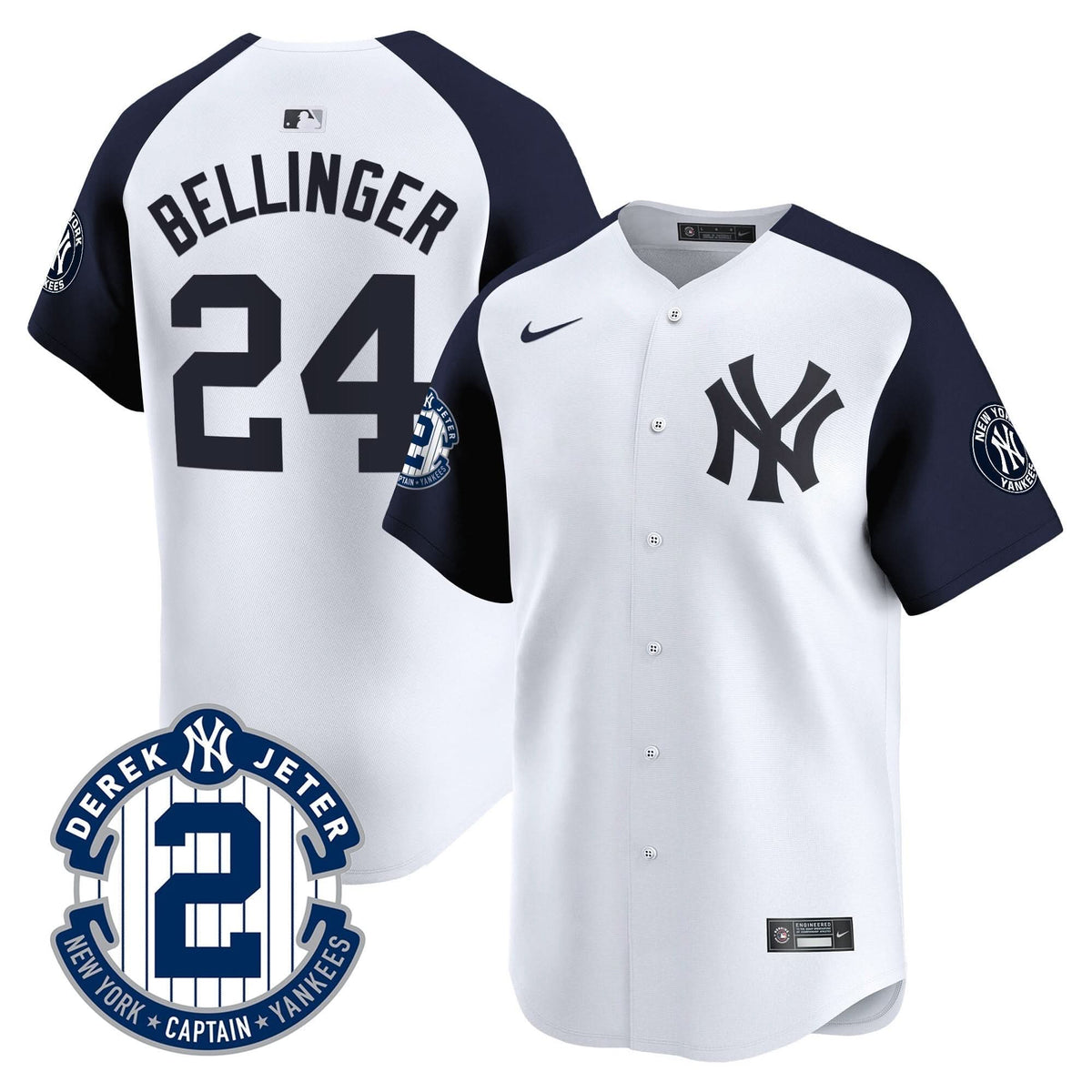 Men's Yankees Derek Jeter Patch Vapor Premier Limited Jersey - All Stitched