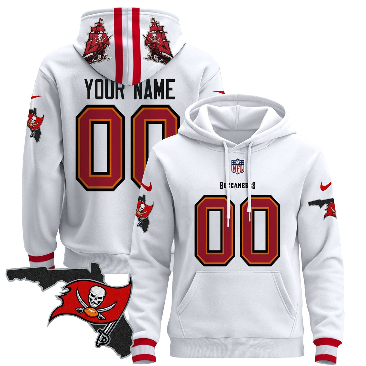 Buccaneers Florida Patch Custom Pullover Hoodie