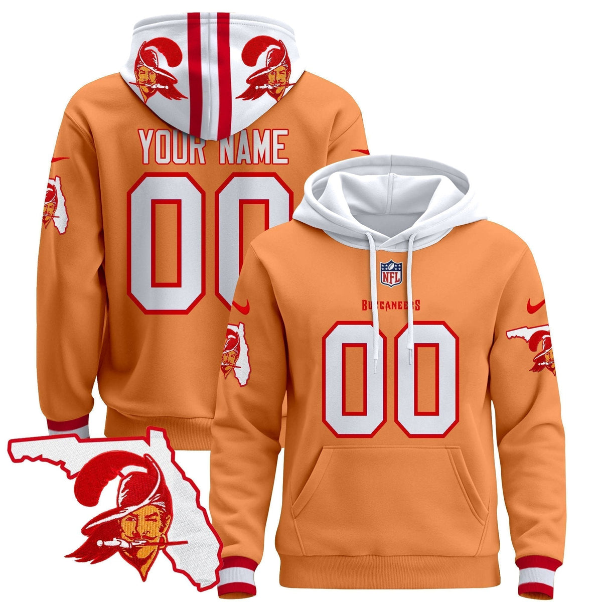 Buccaneers Florida Patch Custom Pullover Hoodie
