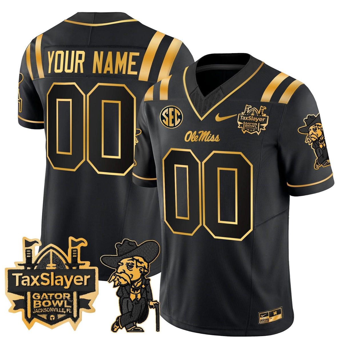 OMB 2024 Gator Bowl Patch Gold Vapor Limited Custom Jersey
