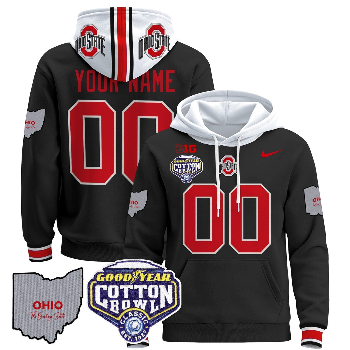 Ohio State Buckeyes Cotton Bowl Patch Custom Pullover Hoodie