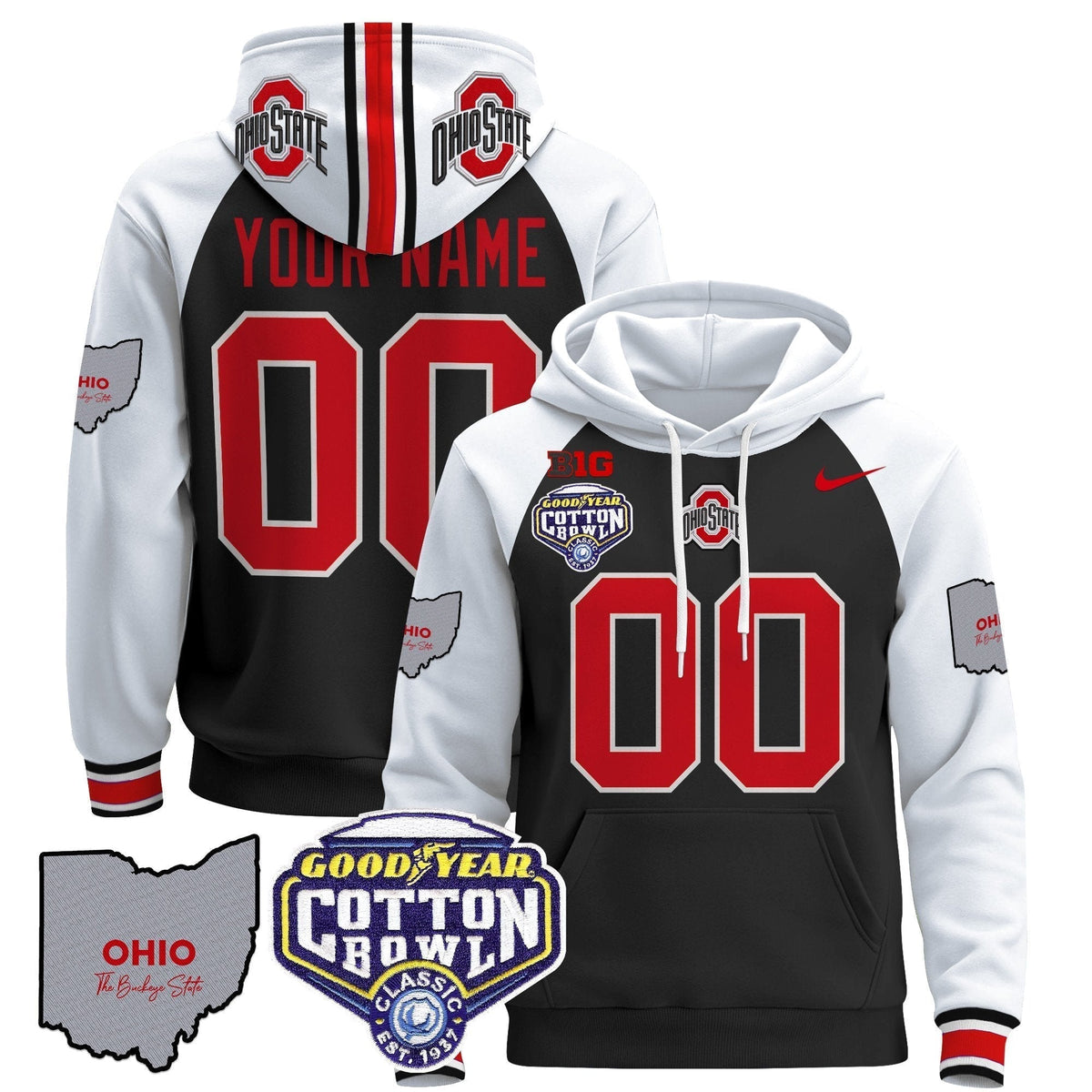 Ohio State Buckeyes Cotton Bowl Patch Custom Pullover Hoodie
