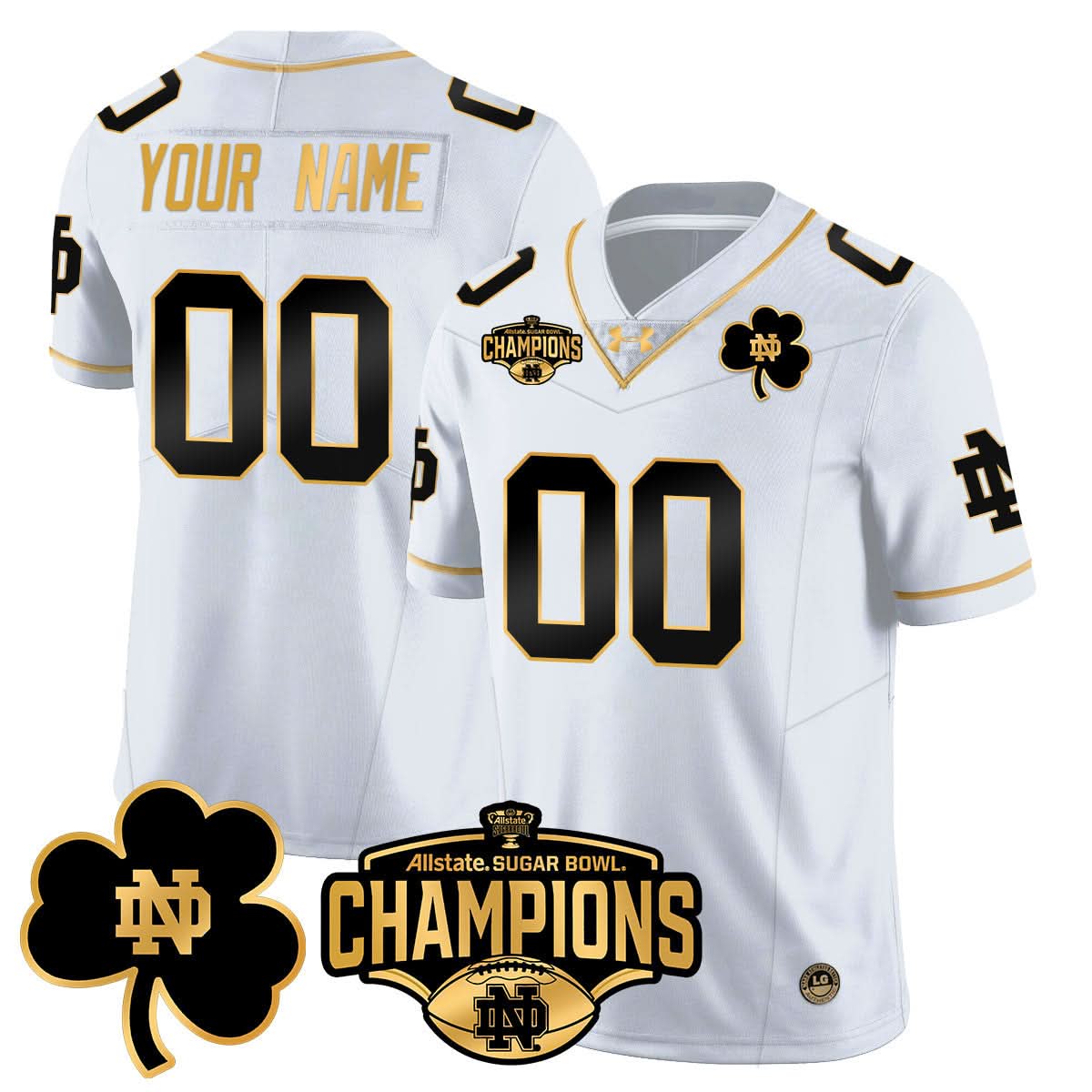 Custom NDFI 2025 Sugar Bowl Champions Gold Jersey
