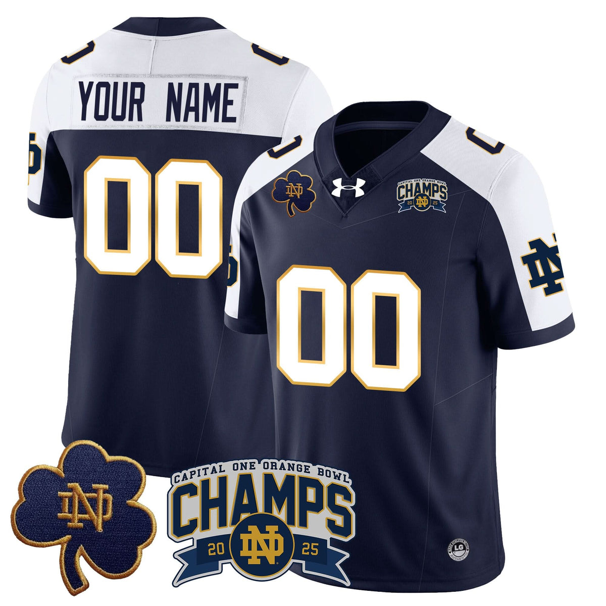 Custom Notre Dame Fighting Irish 2025 Orange Bowl Champions Jersey N6 - All Stitched