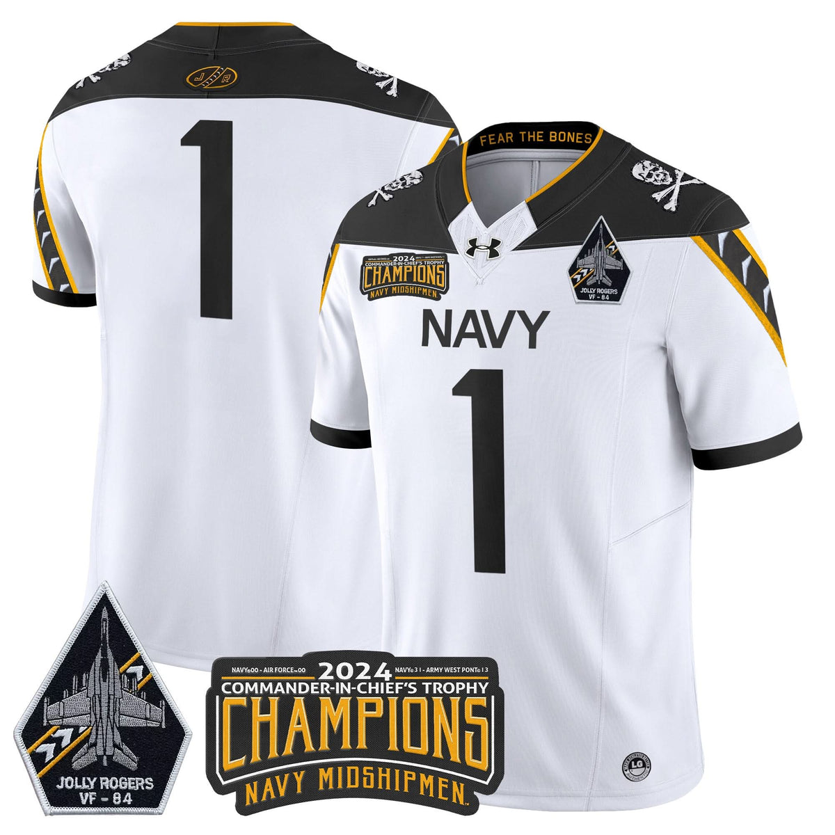 NM 2024 Jolly Rogers VF-84 & Commander-In-Chief's Trophy Champions Patch Vapor Limited Jersey