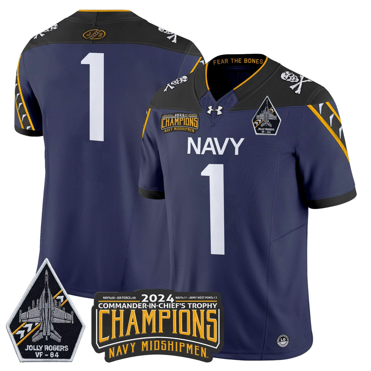 NM 2024 Jolly Rogers VF-84 & Commander-In-Chief's Trophy Champions Patch Vapor Limited Jersey