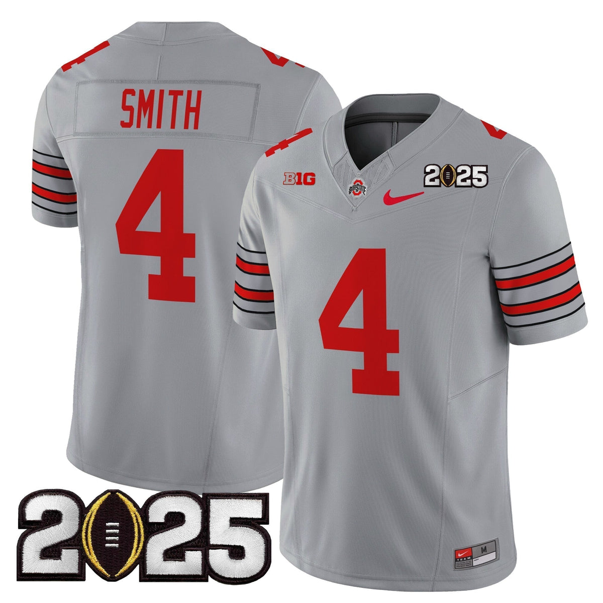 Men's Ohio State Buckeyes 'Heritage Stripe' 2025 CFP Final Patch Vapor Limited Jersey - All Stitched