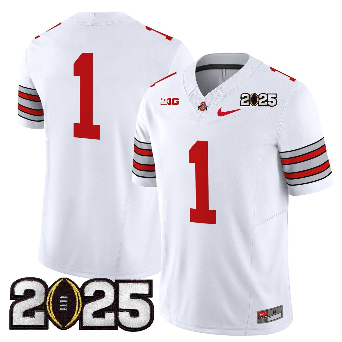Men's Ohio State Buckeyes 'Heritage Stripe' 2025 CFP Final Patch Vapor Limited Jersey - All Stitched