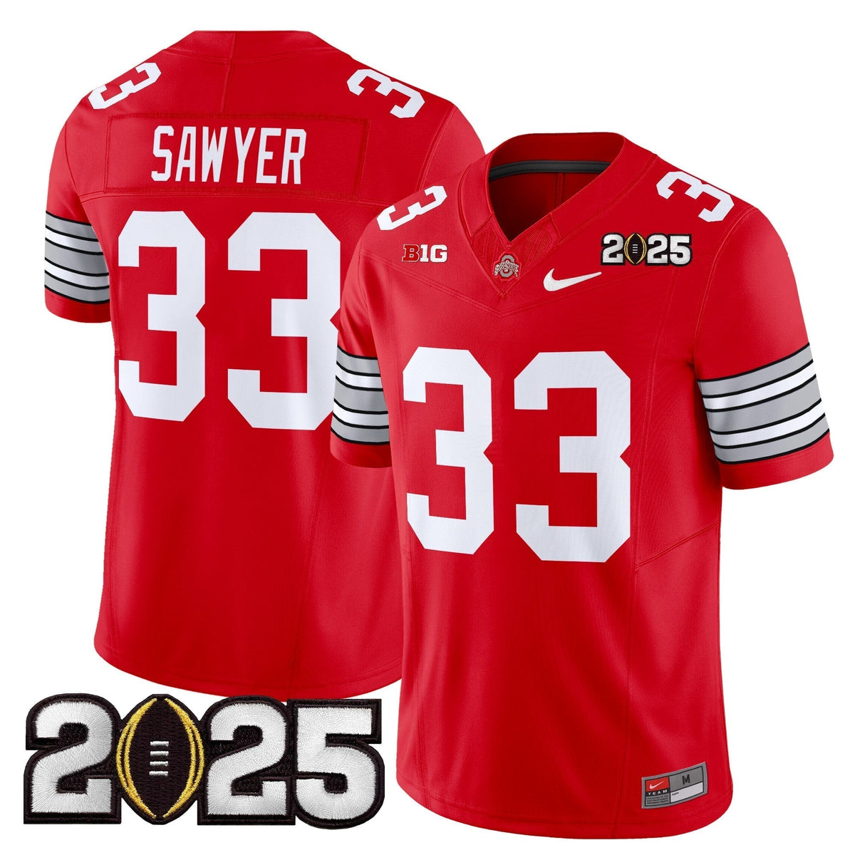 Men's Ohio State Buckeyes 'Heritage Stripe' 2025 CFP Final Patch Vapor Limited Jersey - All Stitched