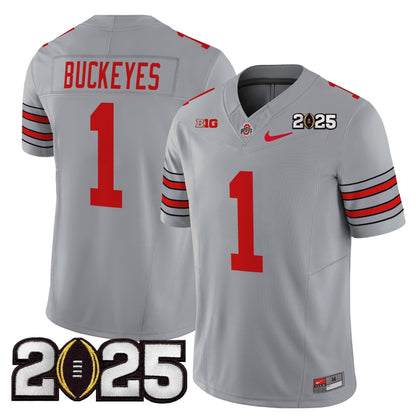 Men's Ohio State Buckeyes 'Heritage Stripe' 2025 CFP Final Patch Vapor Limited Jersey - All Stitched