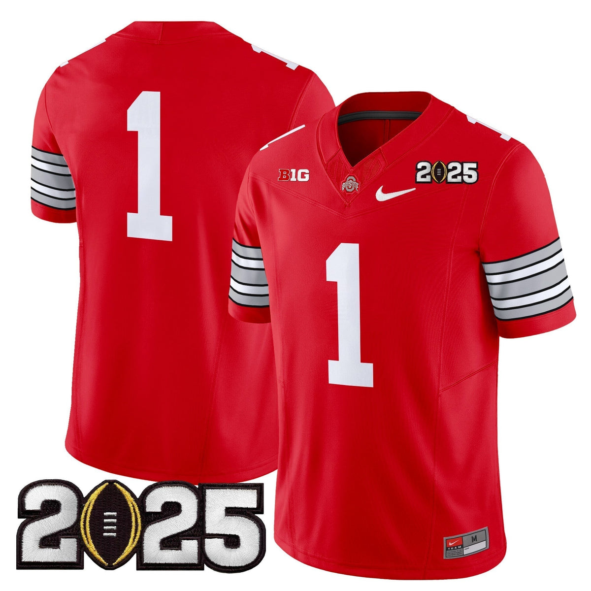Men's Ohio State Buckeyes 'Heritage Stripe' 2025 CFP Final Patch Vapor Limited Jersey - All Stitched