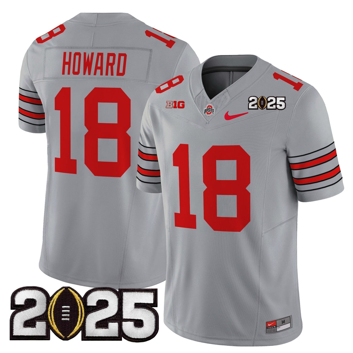 Men's Ohio State Buckeyes 'Heritage Stripe' 2025 CFP Final Patch Vapor Limited Jersey - All Stitched