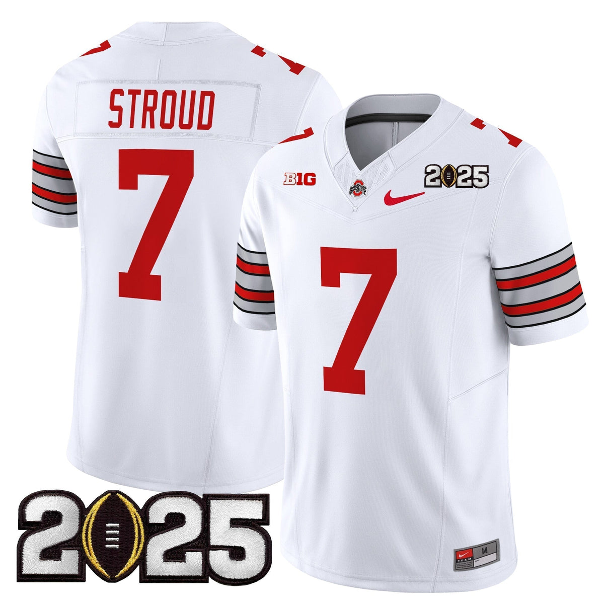 Men's Ohio State Buckeyes 'Heritage Stripe' 2025 CFP Final Patch Vapor Limited Jersey - All Stitched