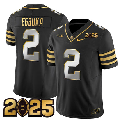 Men's Ohio State Buckeyes 'Heritage Stripe' CFP Final Patch Gold Vapor Limited Jersey - All Stitched