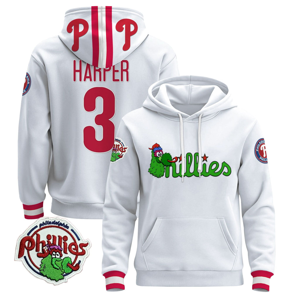 Men's Philadelphia Phillies Phanatic Patch Pullover Hoodie - All Stitched