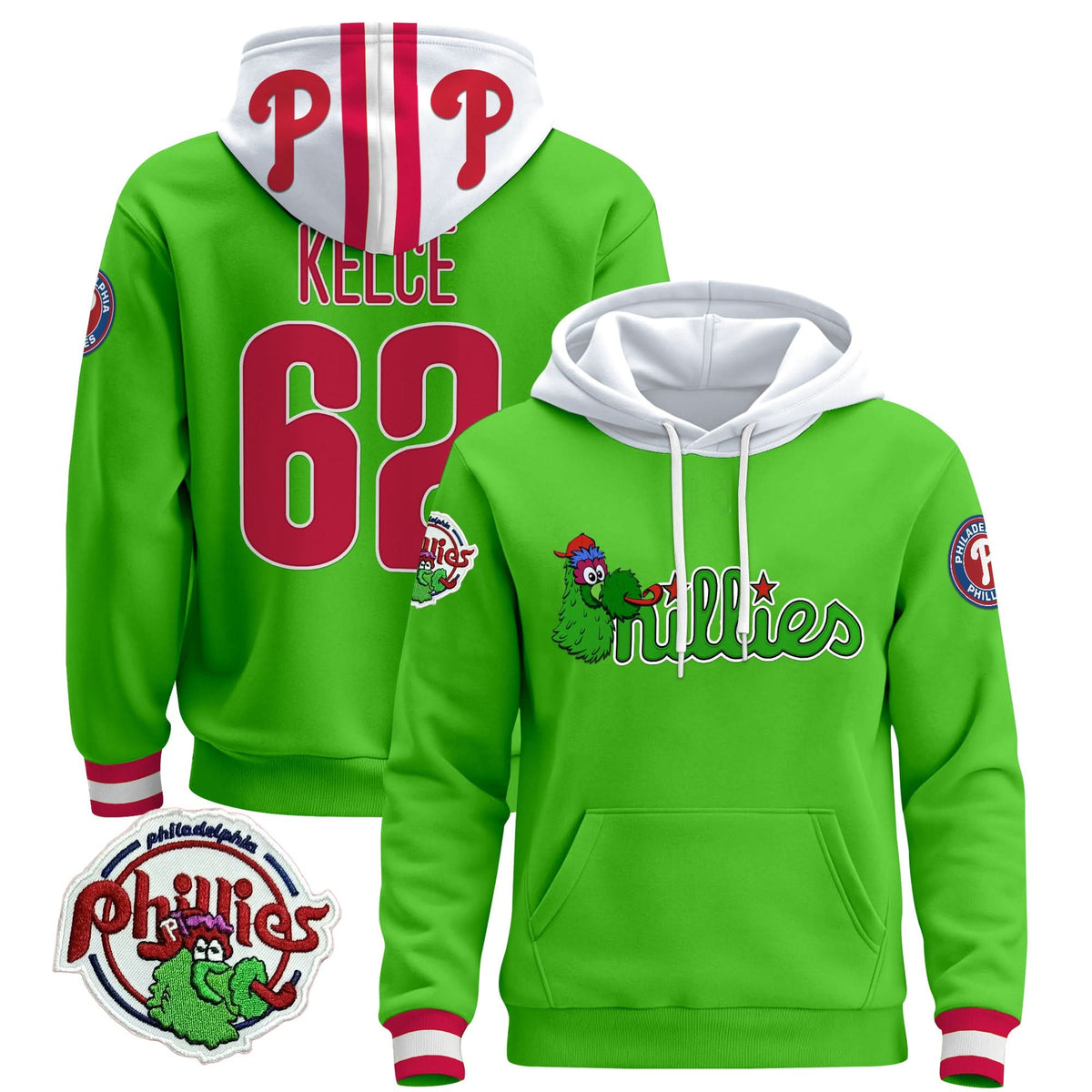 Men's Philadelphia Phillies Phanatic Patch Pullover Hoodie - All Stitched