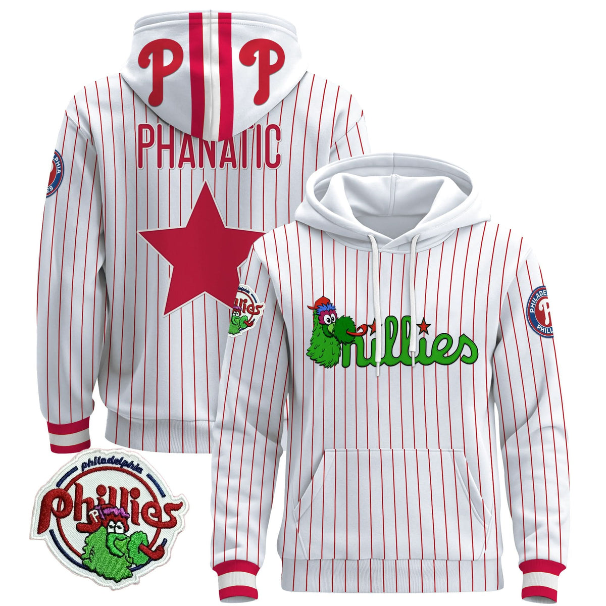 Men's Philadelphia Phillies Phanatic Patch Pullover Hoodie - All Stitched