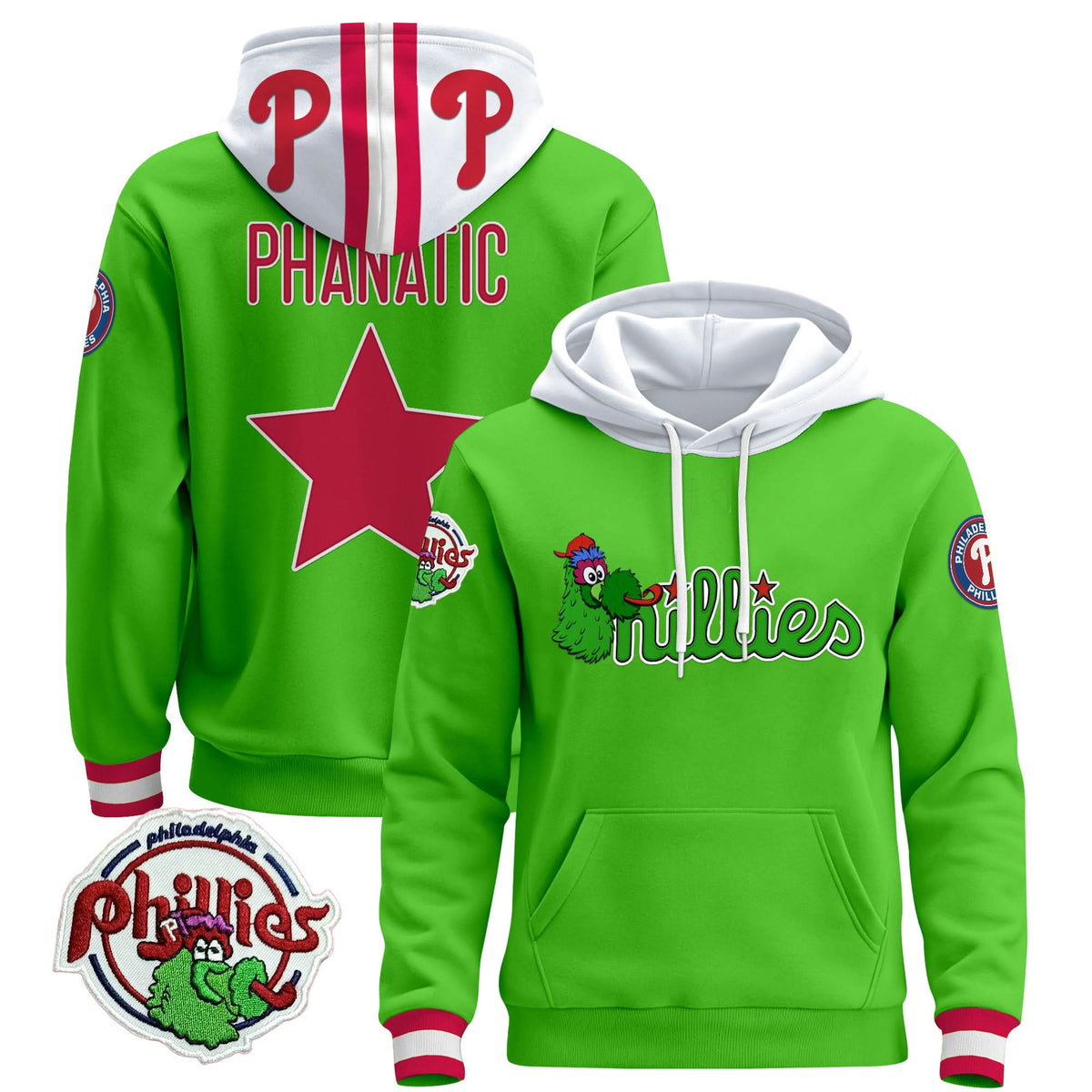 Men's Philadelphia Phillies Phanatic Patch Pullover Hoodie - All Stitched