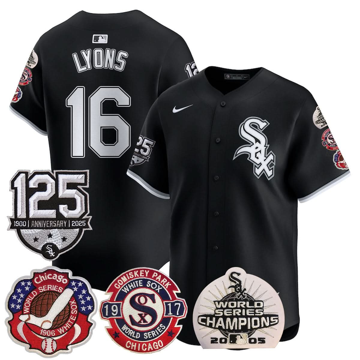 Men's Chicago White Sox 125th Anniversary - World Series Champions Jersey - All Stitched