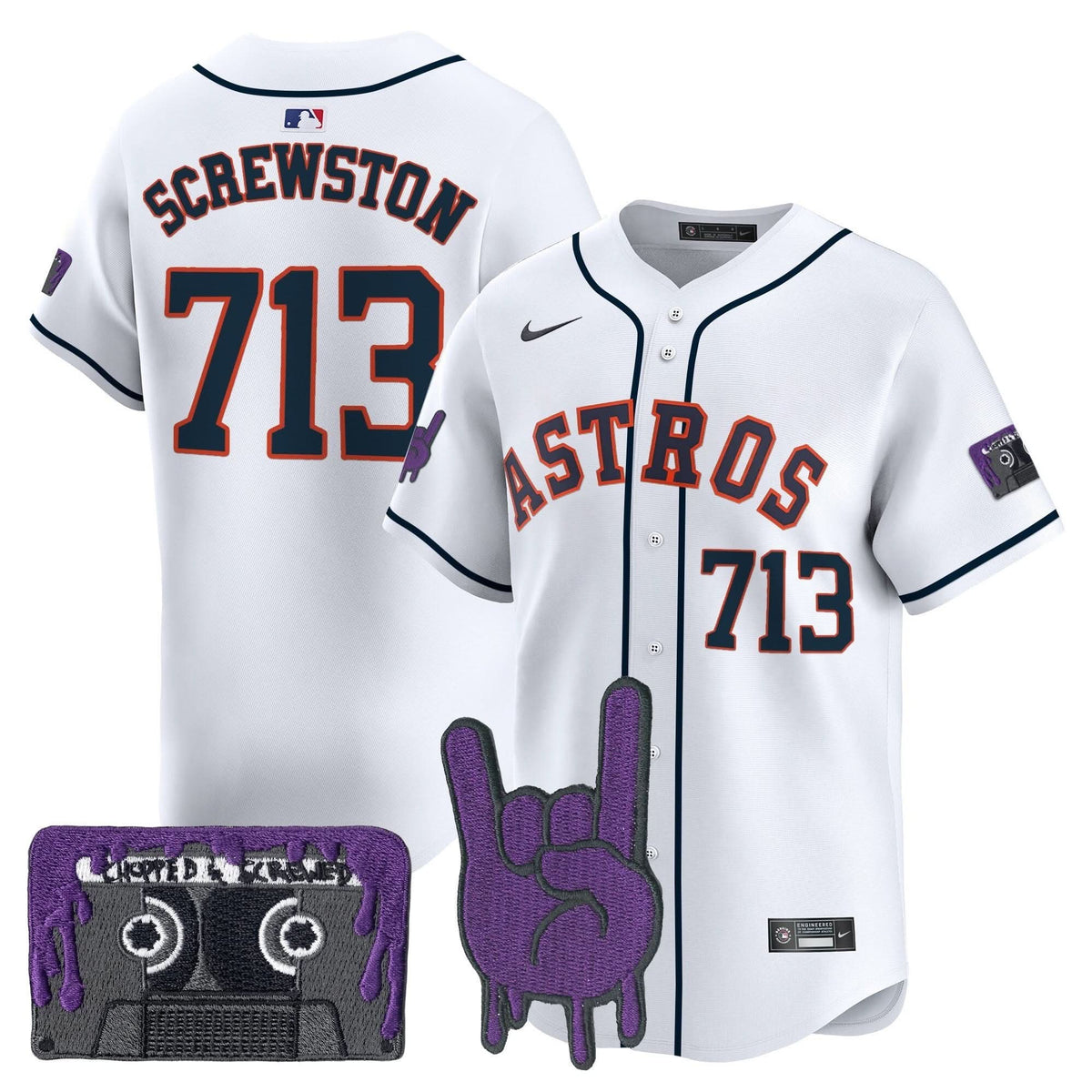 Men's Houston Astros DJ Screw Patch Vapor Premier Limited Jersey - All Stitched